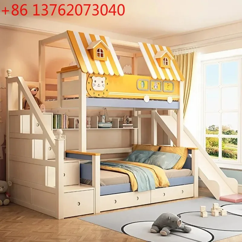 Furniture Wood Loft Kids room  - Bunk Bed With Stairs And Slide review and price