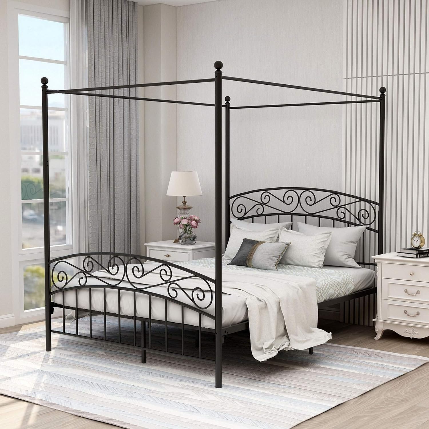 Queen Size Metal Canopy Bed Fr - Canopy Bed Frame Metal Queen review and price