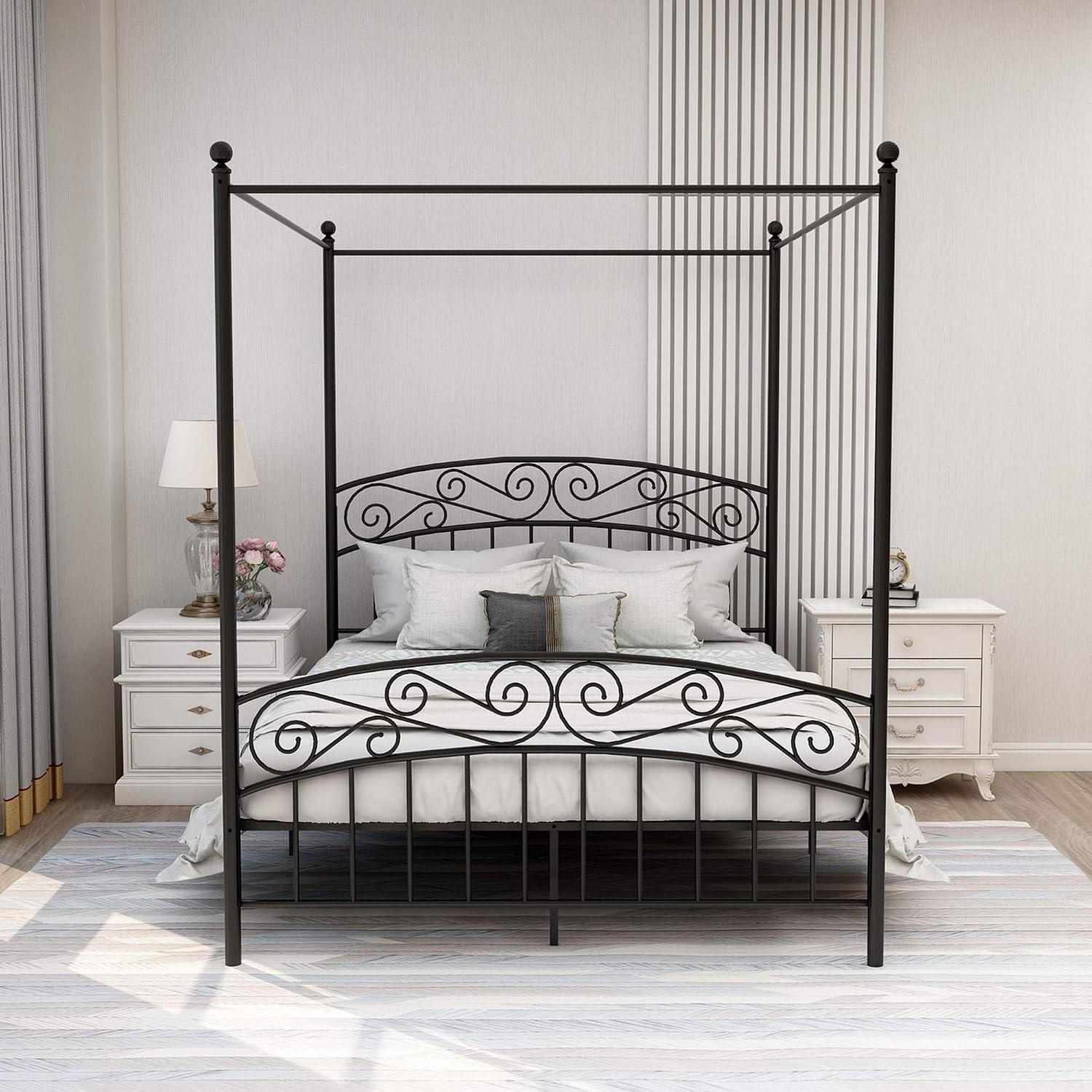 Queen Size Metal Canopy Bed Fr - Canopy Bed Frame Metal Queen review and price