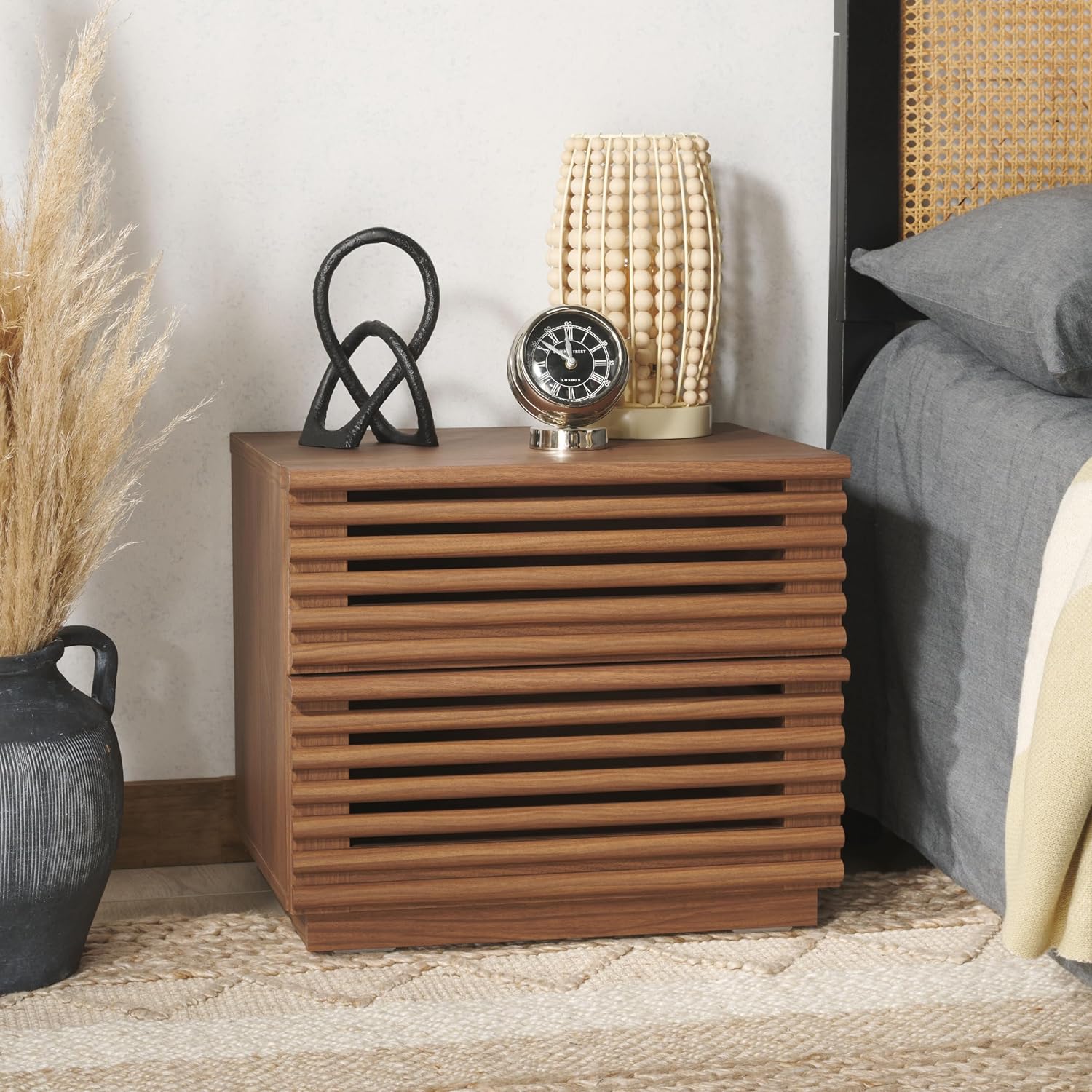 Averi Dark Walnut 2-Drawer Nig - Solid Wood Nightstand 2 Drawers review and price