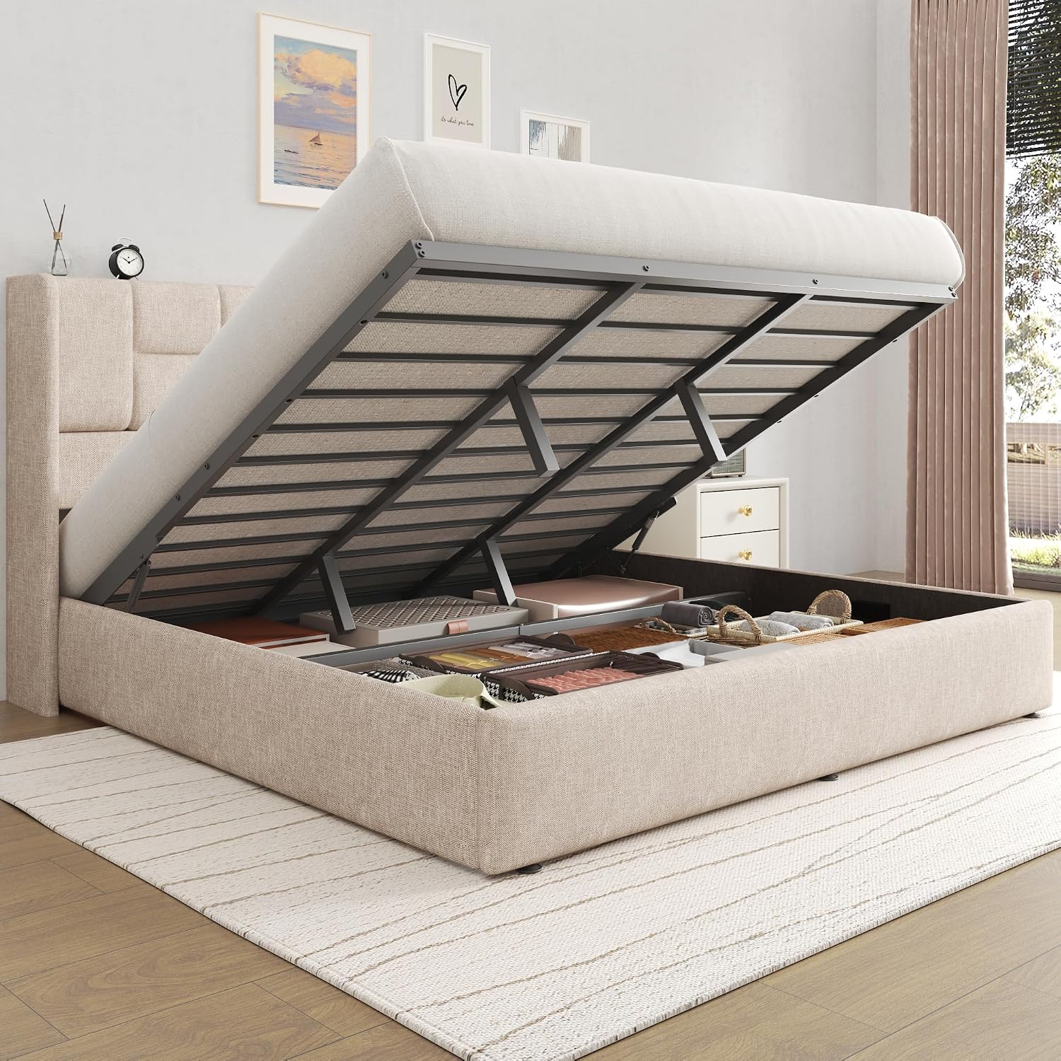 King Bed Frame Hydraulic Gas L - Gas Lift Storage Bed Hydraulic review and price