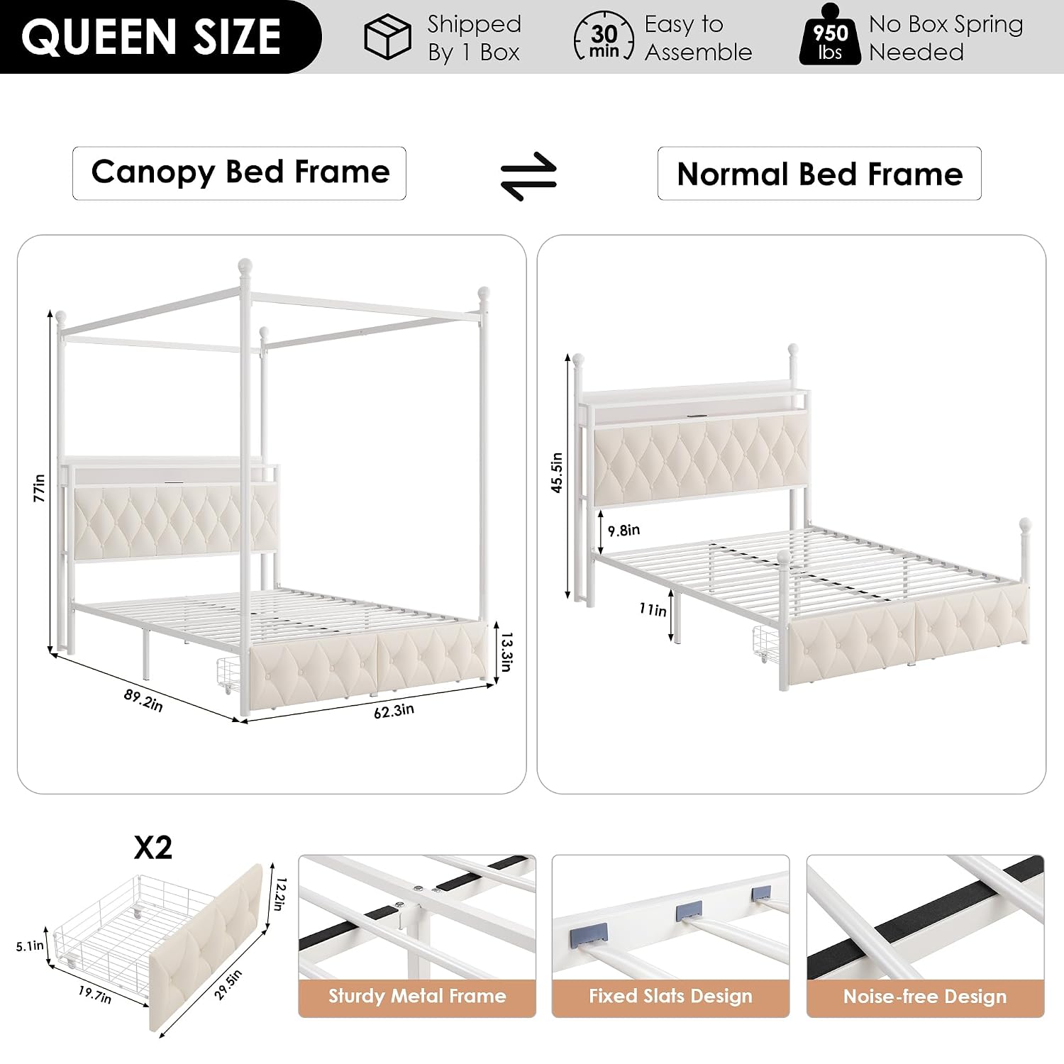 Queen Size LED Canopy Bed Fram - Canopy Bed Frame Metal Queen review and price