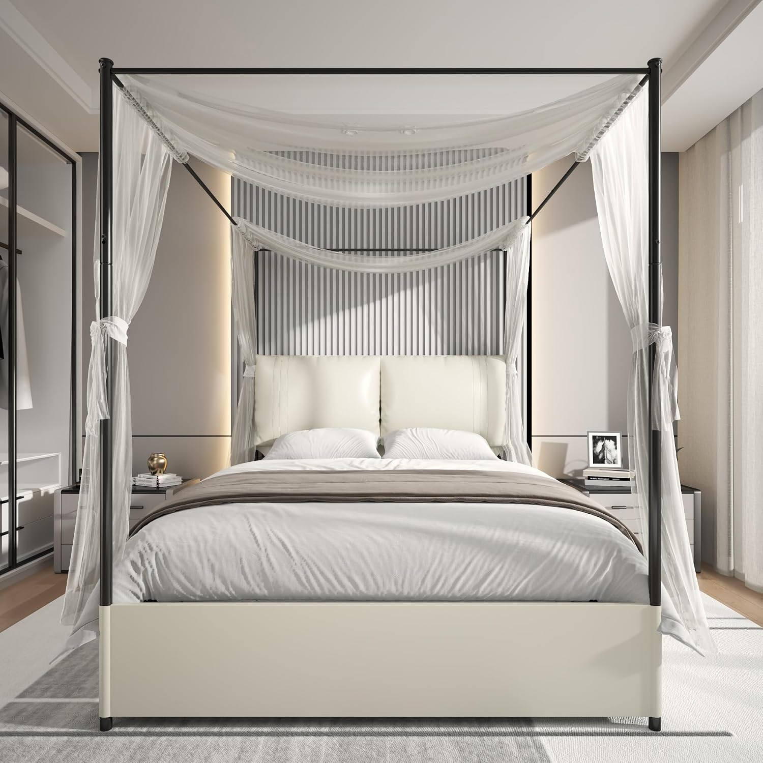 Queen Canopy Bed Frame Upholst - Canopy Bed Frame Metal Queen review and price