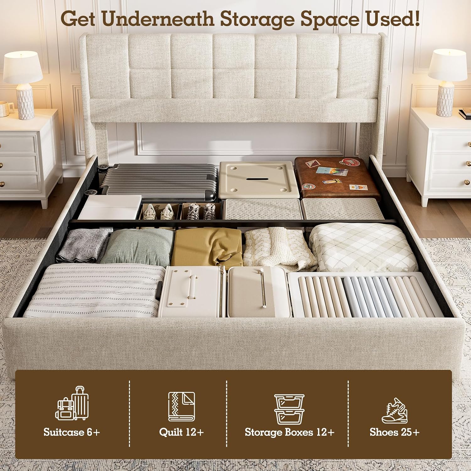King Bed Frame with Hydraulic  - Gas Lift Storage Bed Hydraulic review and price