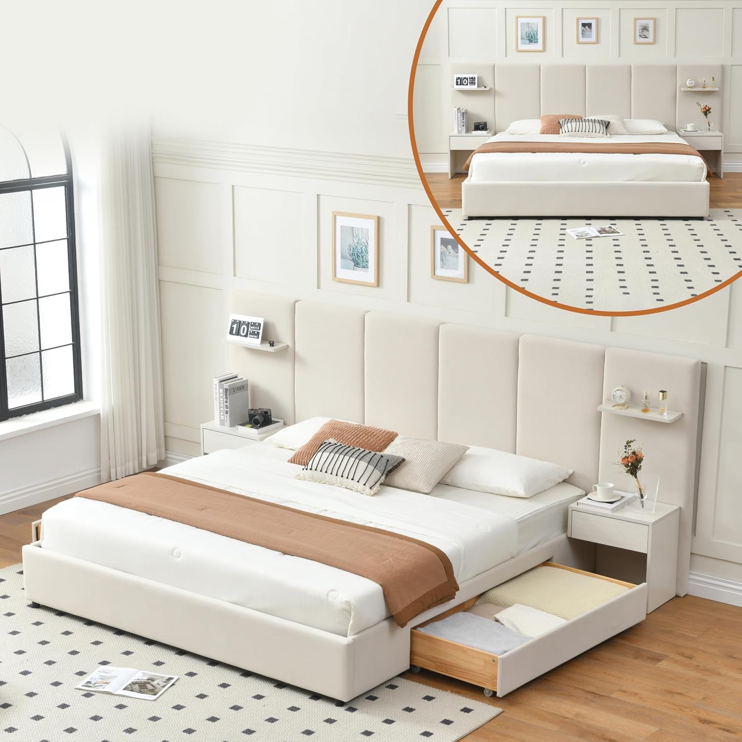 King Size Bed Frame with Stora - King Size Bed Frame With Storage Drawers review and price