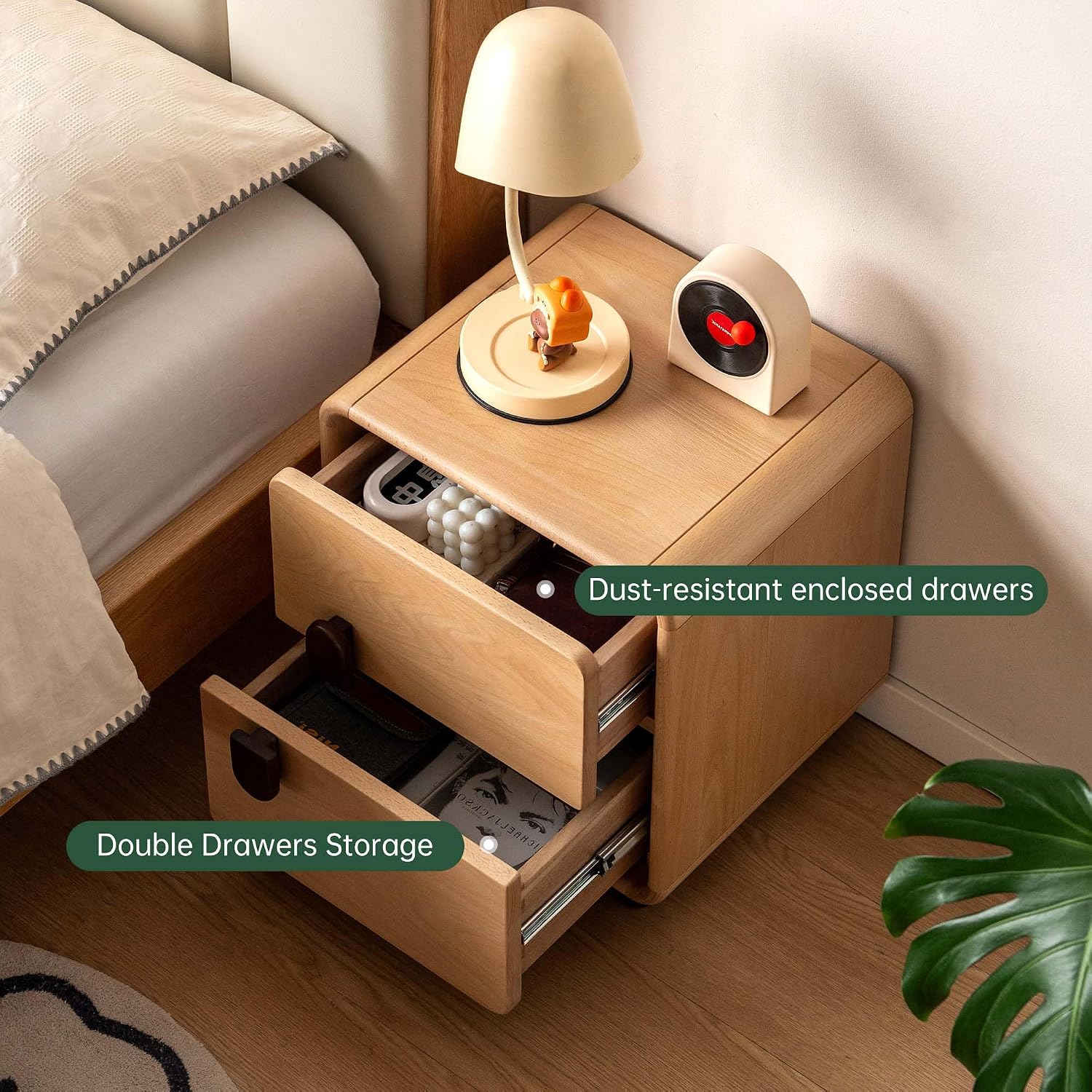 Solid Wood 2-Drawer Nightstand - Solid Wood Nightstand 2 Drawers review and price