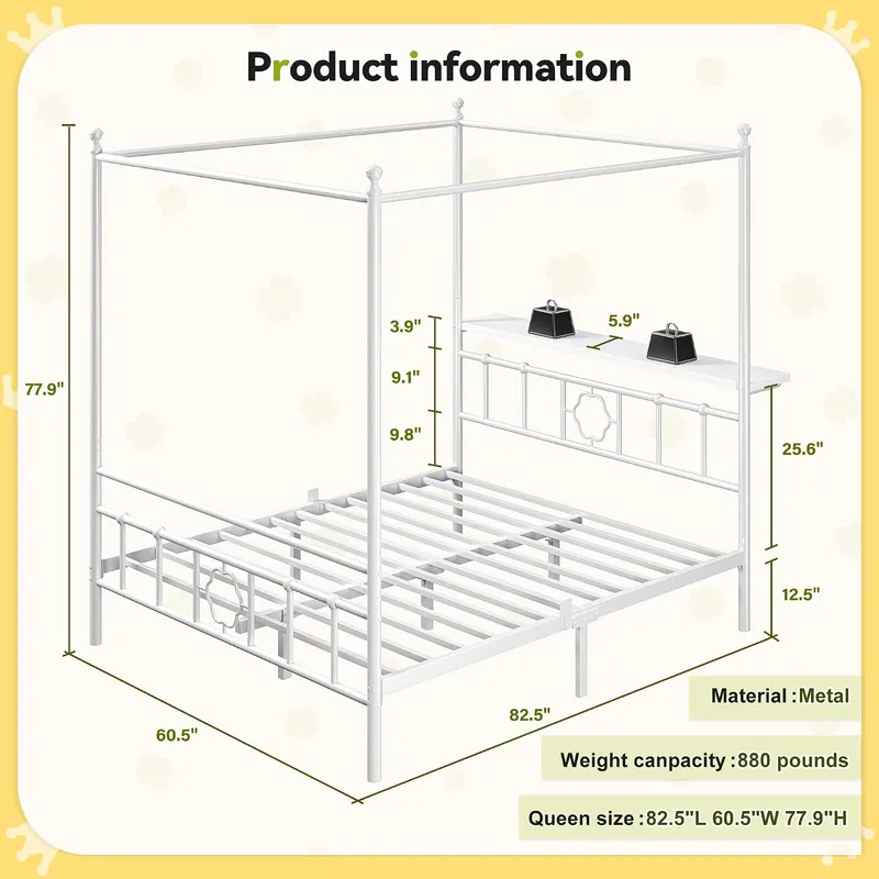 Queen Canopy Bed Frame with St - Canopy Bed Frame Metal Queen review and price