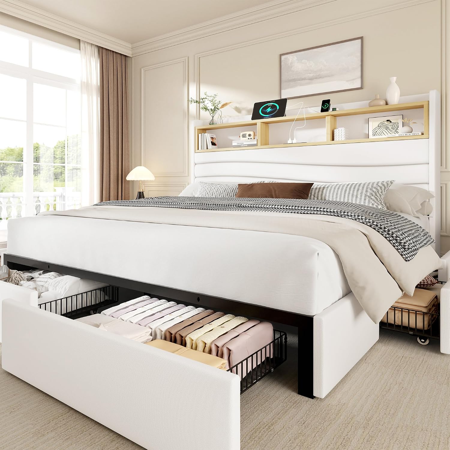 King Size Bed Frame with 6 Sto - King Size Bed Frame With Storage Drawers review and price