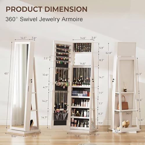 360° Swivel Jewelry Armoire wi - Full Length Mirror Jewelry Armoire review and price
