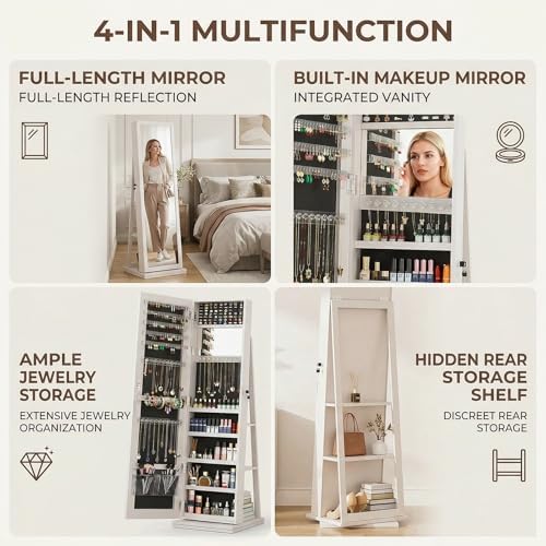 360° Swivel Jewelry Armoire wi - Full Length Mirror Jewelry Armoire review and price