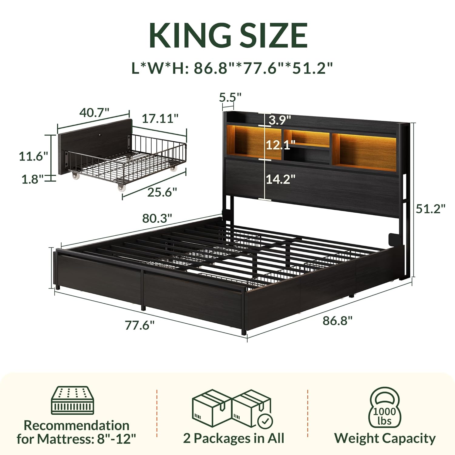 King Size Bed Frame with 6 Sto - King Size Bed Frame With Storage Drawers review and price