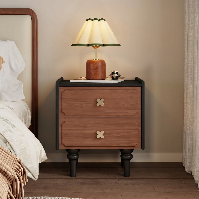 Home Furniture Solid Wood Blac - Solid Wood Nightstand 2 Drawers review and price