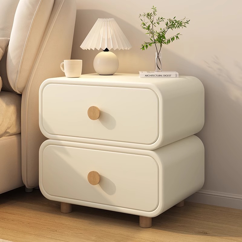 Minimalist Cream Bedside Cabin - Solid Wood Nightstand 2 Drawers review and price