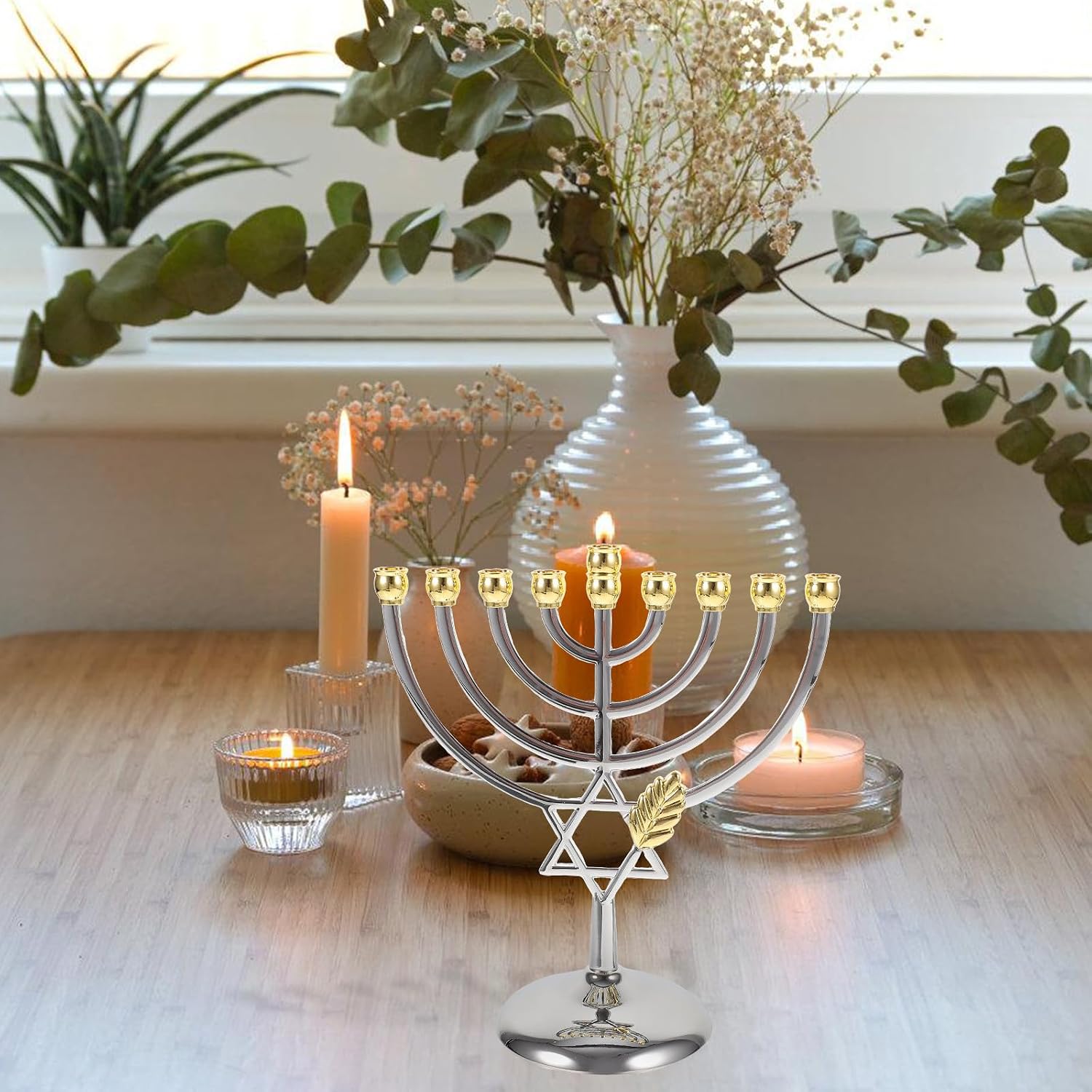 9 Branch Hanukkah Menorah Meta - Tables review and price