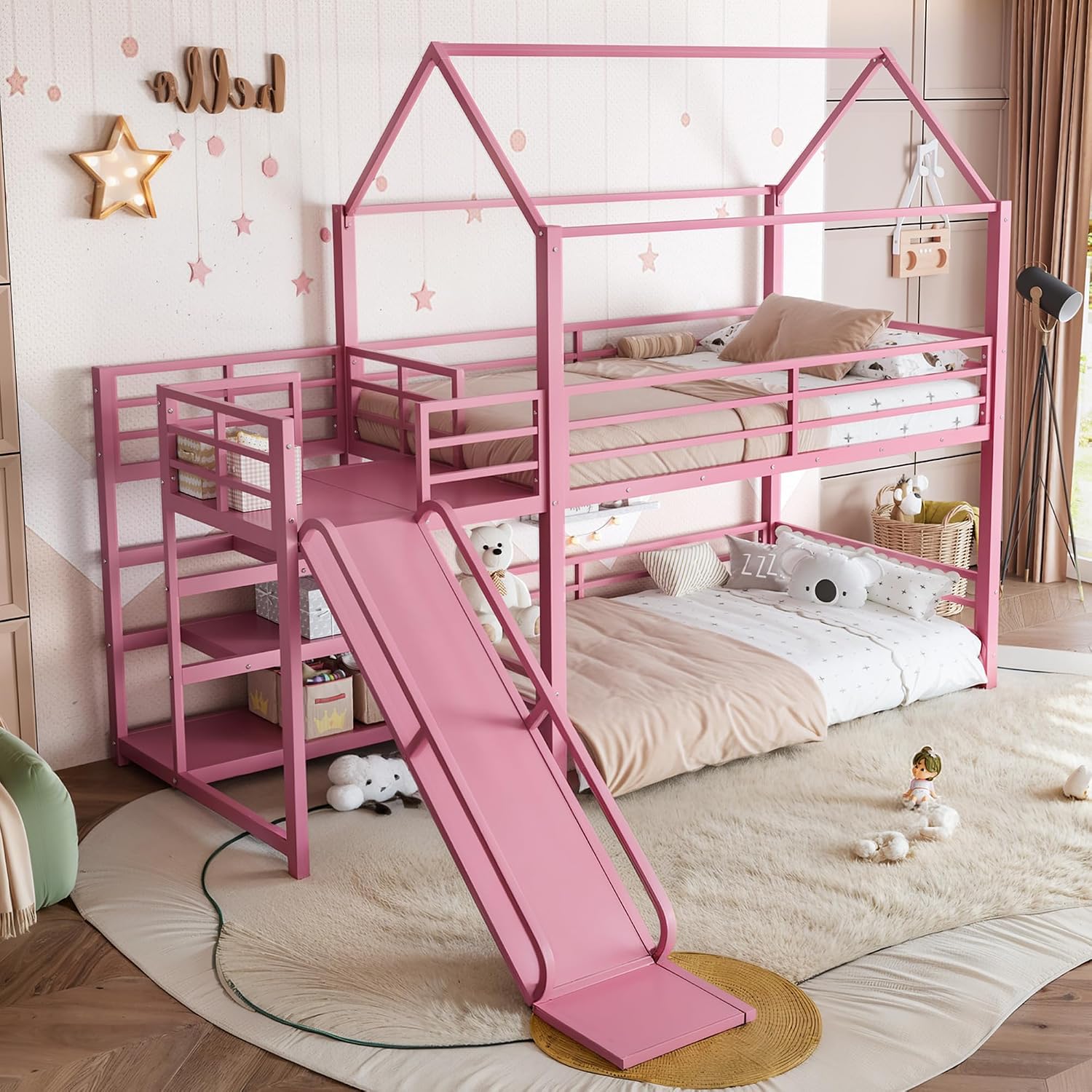 Twin Bunk Bed with Slide & Sto - Bunk Bed With Stairs And Slide review and price