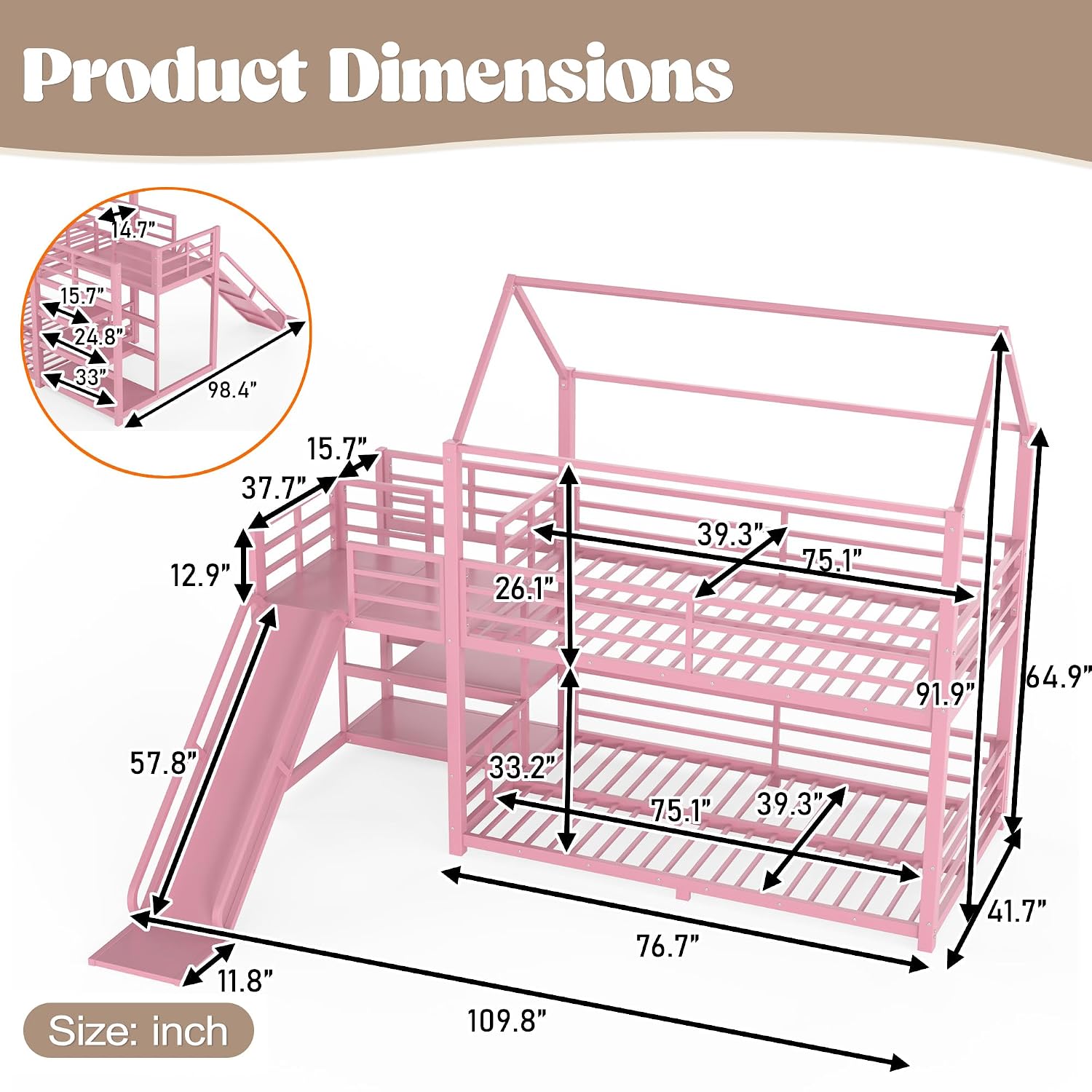 Twin Bunk Bed with Slide & Sto - Bunk Bed With Stairs And Slide review and price