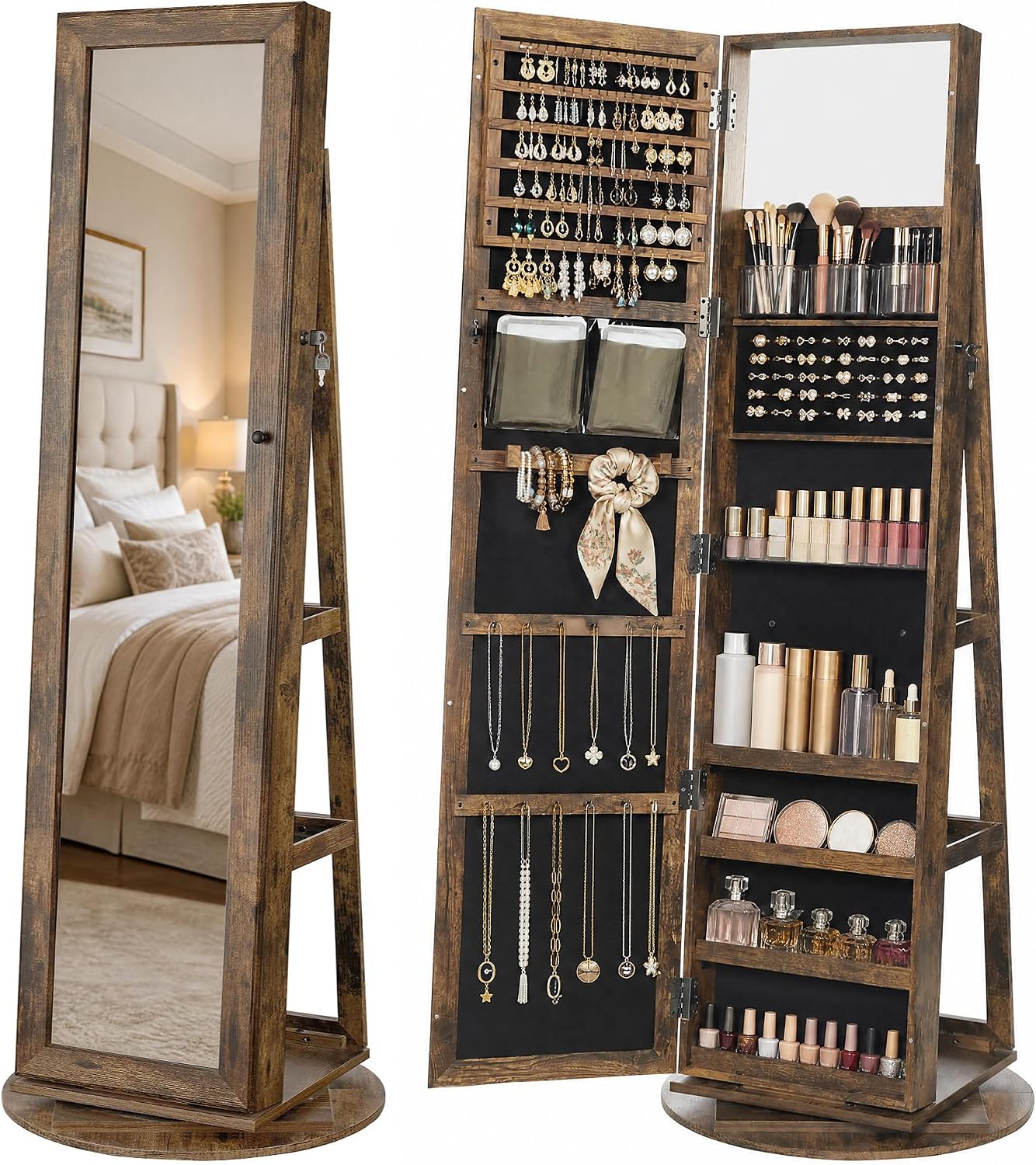 Standing Jewelry Cabinet, Full - Full Length Mirror Jewelry Armoire review and price