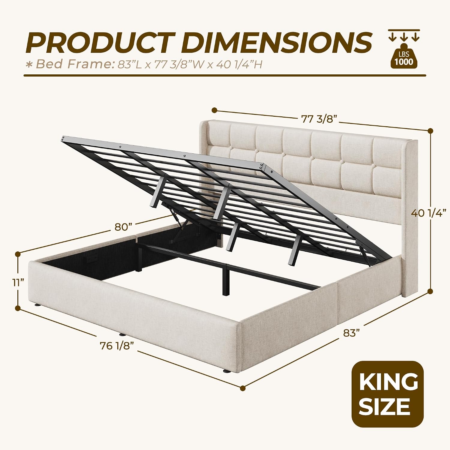 King Size Lift Storage Bed Fra - Gas Lift Storage Bed Hydraulic review and price