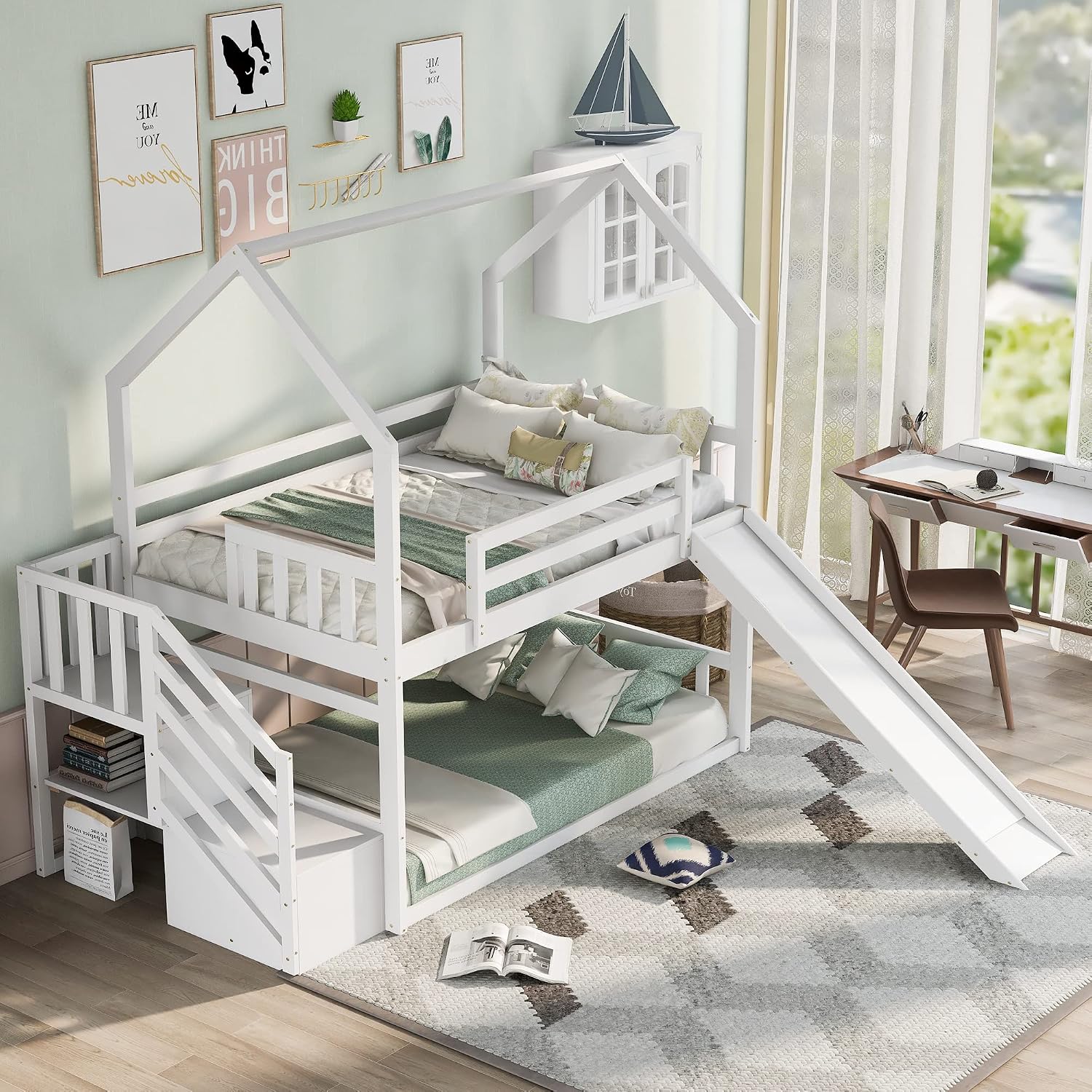 Twin Over Twin Bunk Bed with S - Bunk Bed With Stairs And Slide review and price