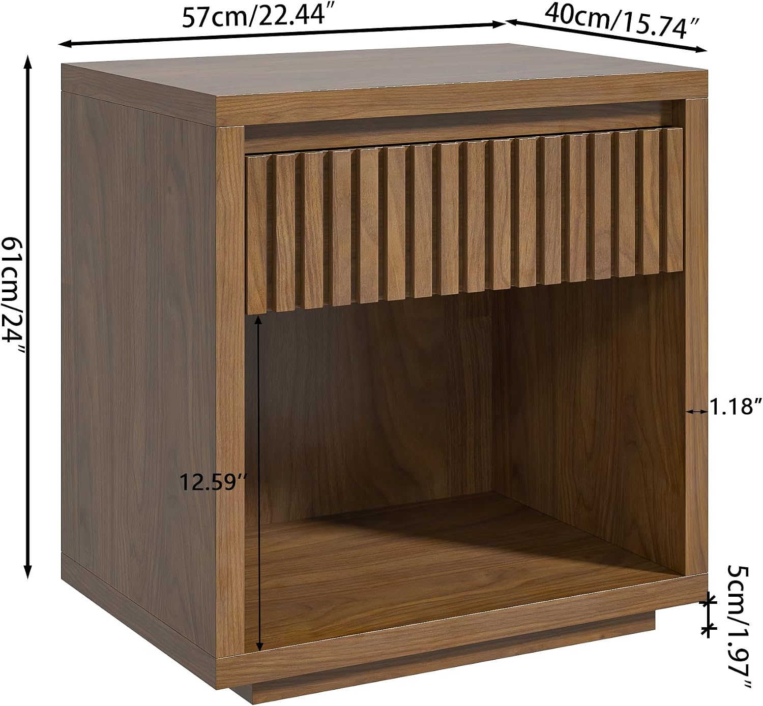 2-Drawer Fluted Nightstand Set - Solid Wood Nightstand 2 Drawers review and price