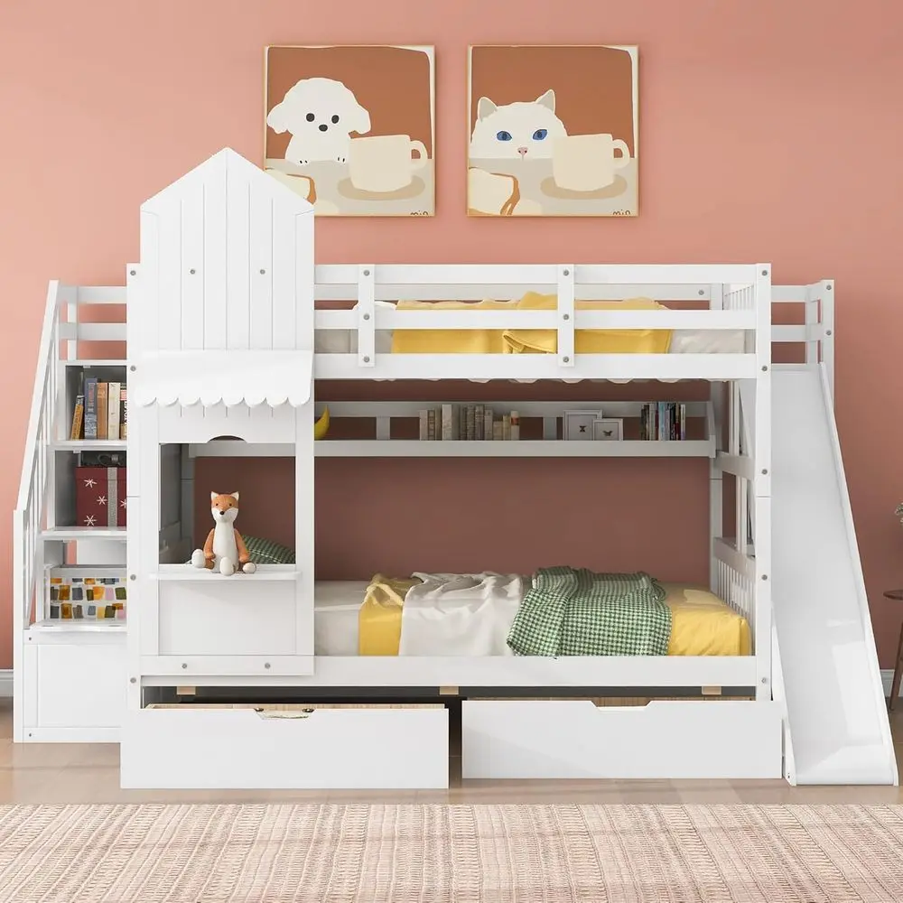 Twin Over Twin Bunk Bed With S - Bunk Bed With Stairs And Slide review and price