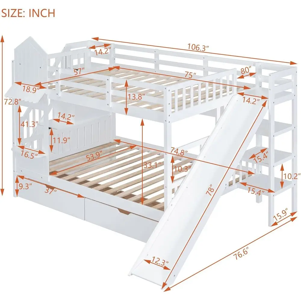 Twin Over Twin Bunk Bed With S - Bunk Bed With Stairs And Slide review and price