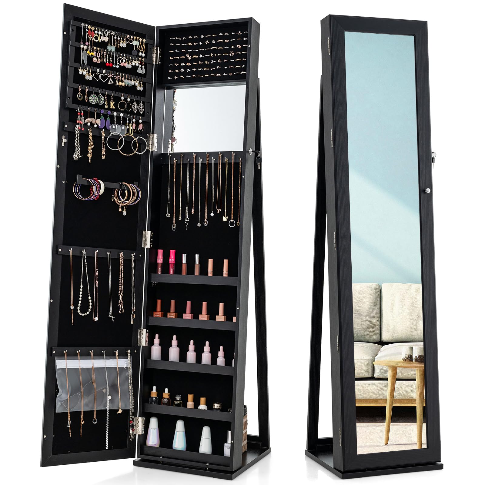 Jewelry Armoire Cabinet with 6 - Full Length Mirror Jewelry Armoire review and price