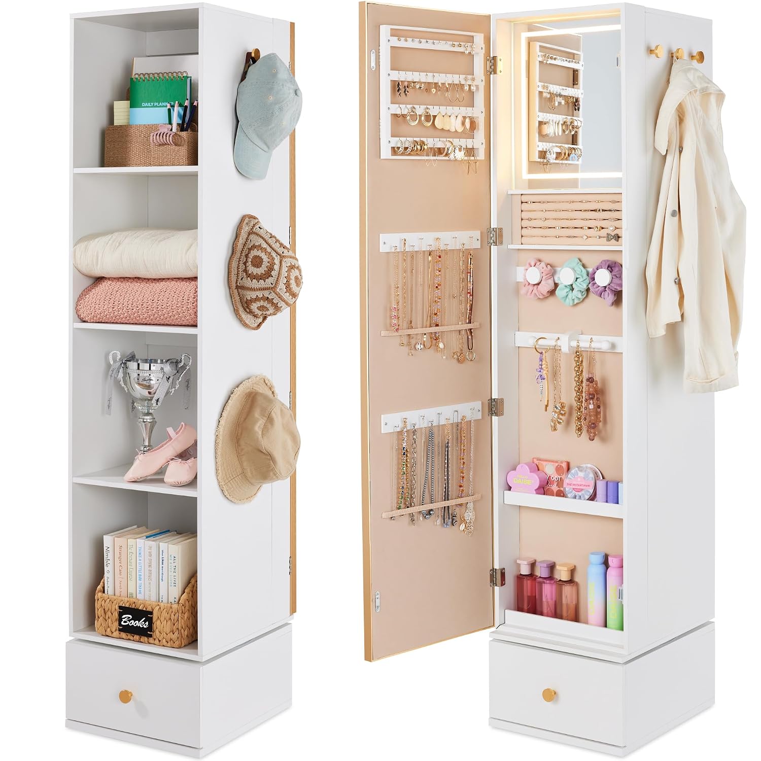 Rotating Mirror w/Storage Cabi - Full Length Mirror Jewelry Armoire review and price