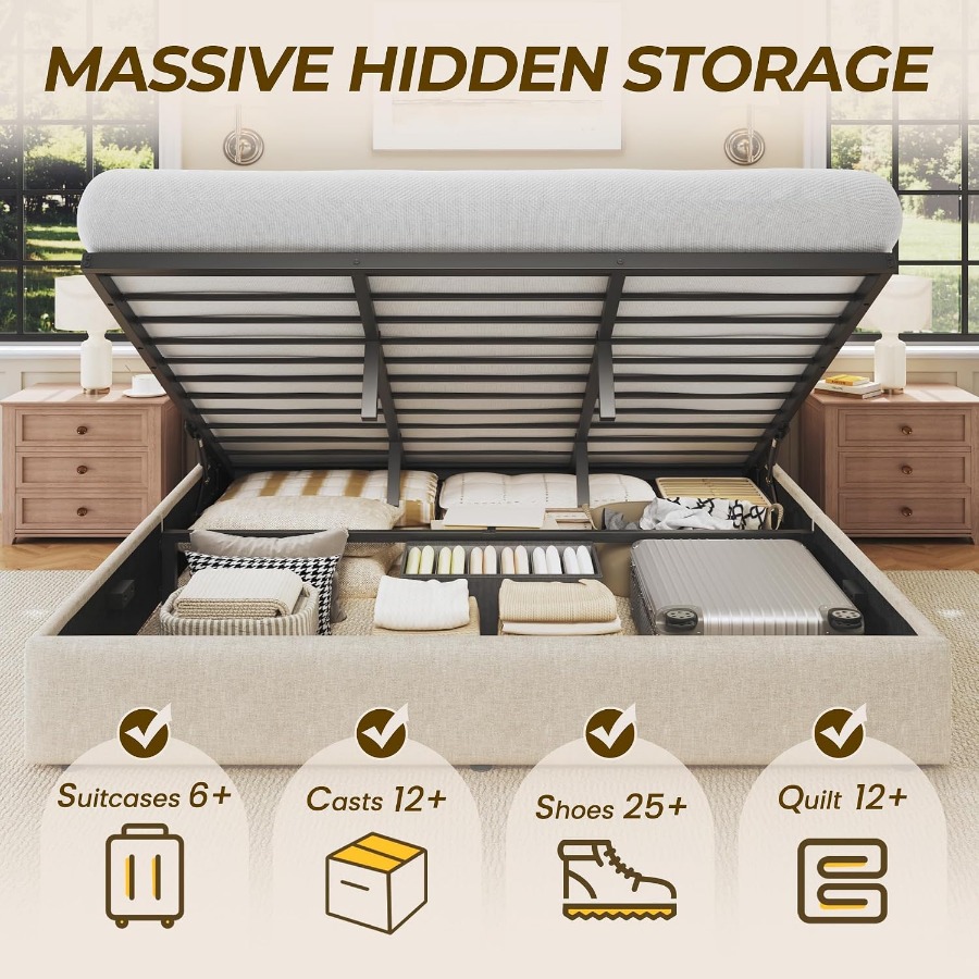 Size Lift Up Storage Bed Frame - Gas Lift Storage Bed Hydraulic review and price