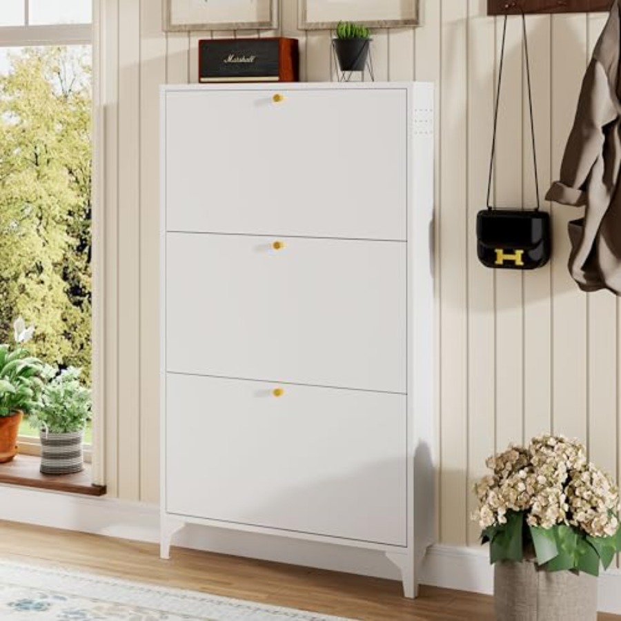 Freestanding Shoe Cabinet with - Shoe Rack Cabinet Narrow Entryway review and price