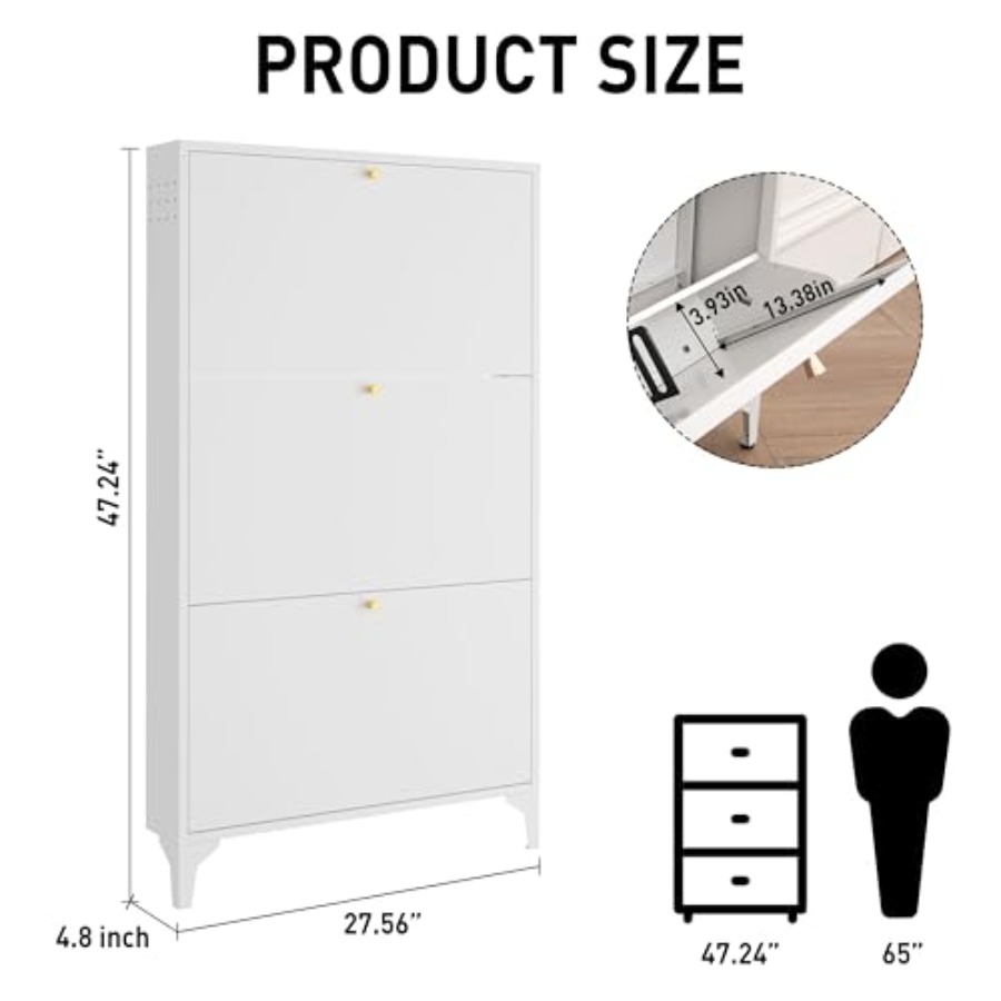 Freestanding Shoe Cabinet with - Shoe Rack Cabinet Narrow Entryway review and price